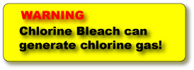 Bleach can generate chlorine gas.